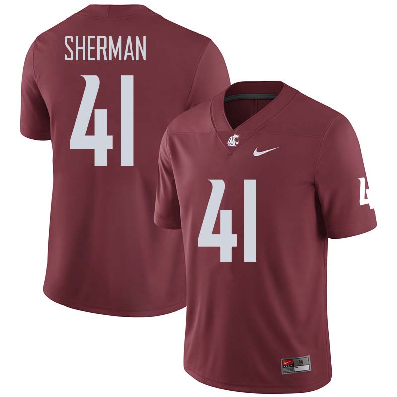 Men #41 Dillon Sherman Washington State Cougars College Football Jerseys Sale-Crimson